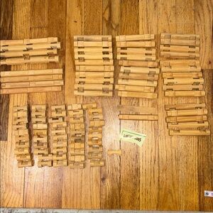 Vintage 96 Piece Lot Natural Wood Lincoln Logs - Extra Pieces/Building